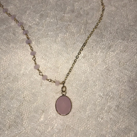 Rose Chalcedony 14K Gold Crystal Rosary Necklace - Picture 3 of 4